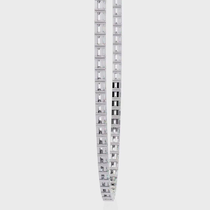 10ctw Emerald Cut Lab Grown Diamond Tennis Necklace: 14K Gold Chain