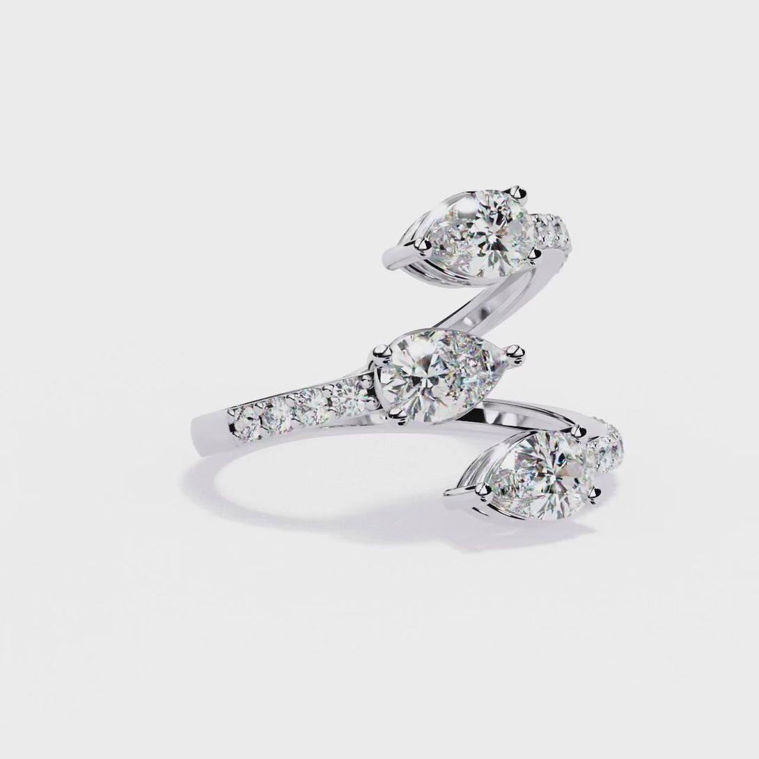 Open Twist Design Ring | Lab Grown Diamonds | 14K Gold