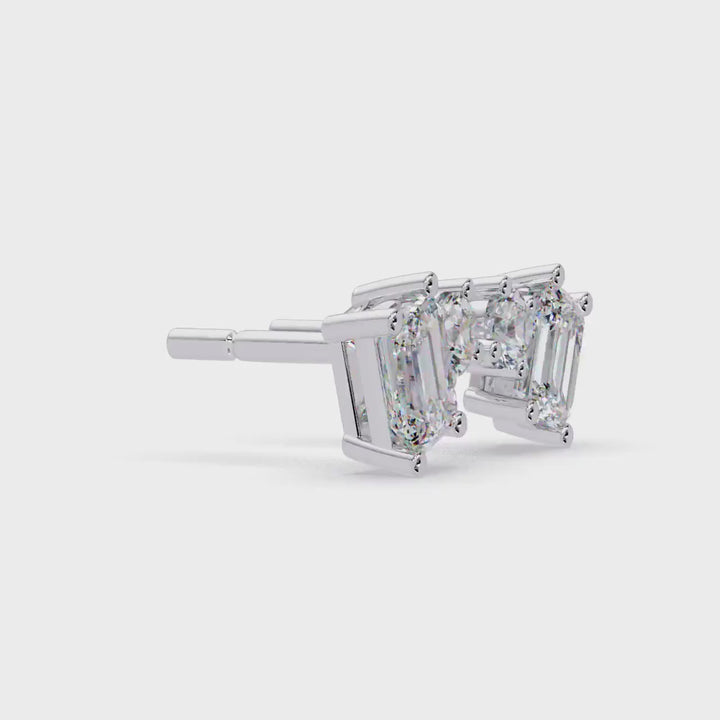 Toi et Moi Lab Grown Diamond Stud Earrings: 14K Gold 1.25 Ct Double Solitaire