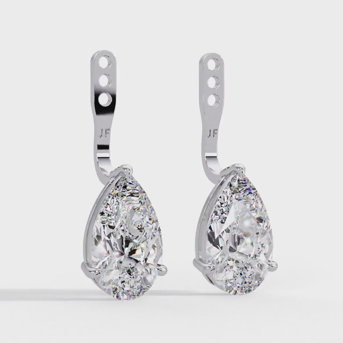 14K Gold Pear Diamond Earring Jackets, Solitaire Lab Diamond Jacket, IGI Certified 1–4 CTW