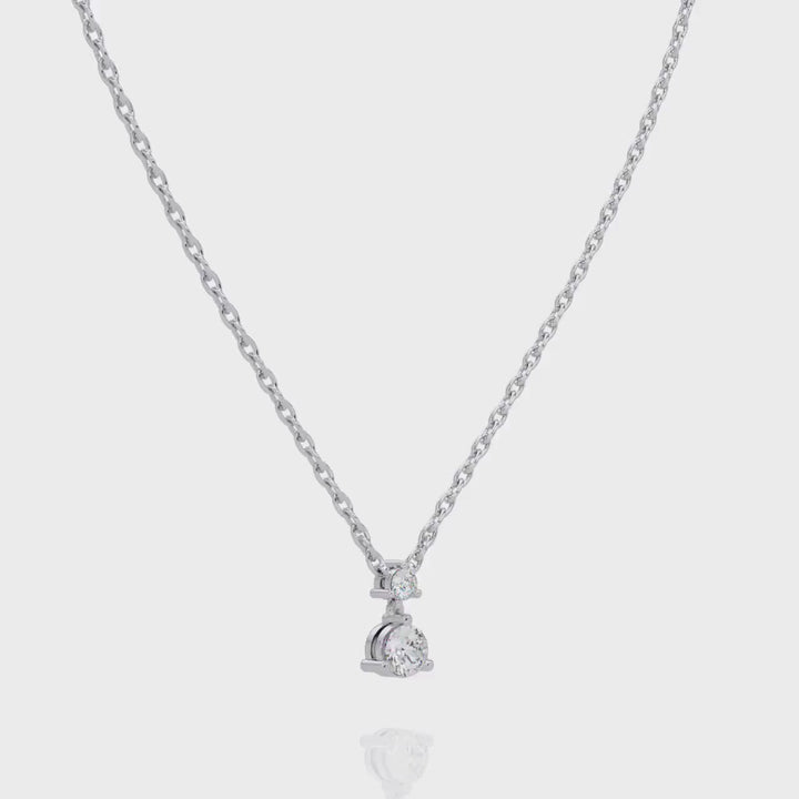 14K Gold Diamond Drop Necklace, 0.55 CTW Lab Diamond Pendant, Two Stone Necklace, Minimalist Fine Jewelry Gift for Her