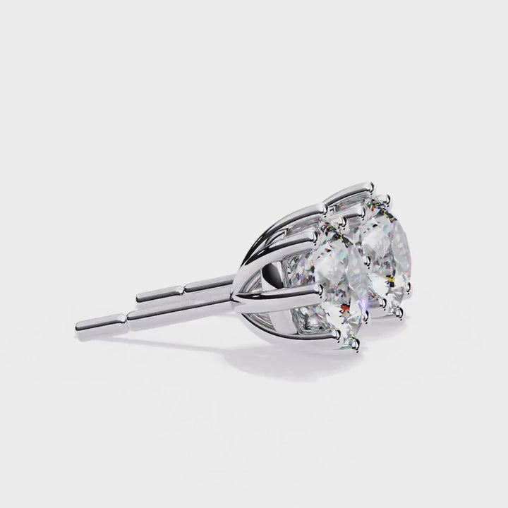 14K Gold 8-Prong Lab Grown Diamond Stud Earrings: Solitaire Round Cut