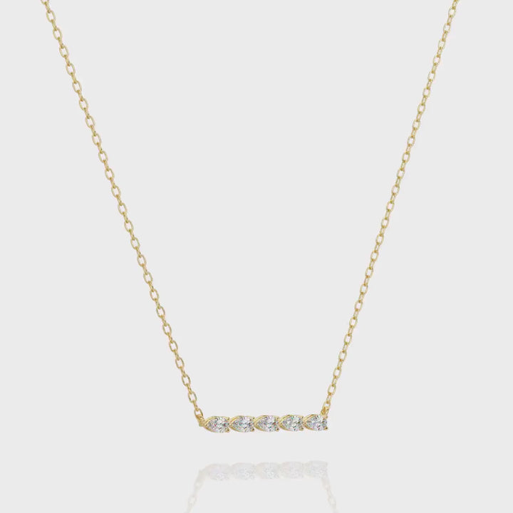 14K Gold Pear Lab Grown Diamond Bar Necklace, 0.75 CTW, 16-18 Inch